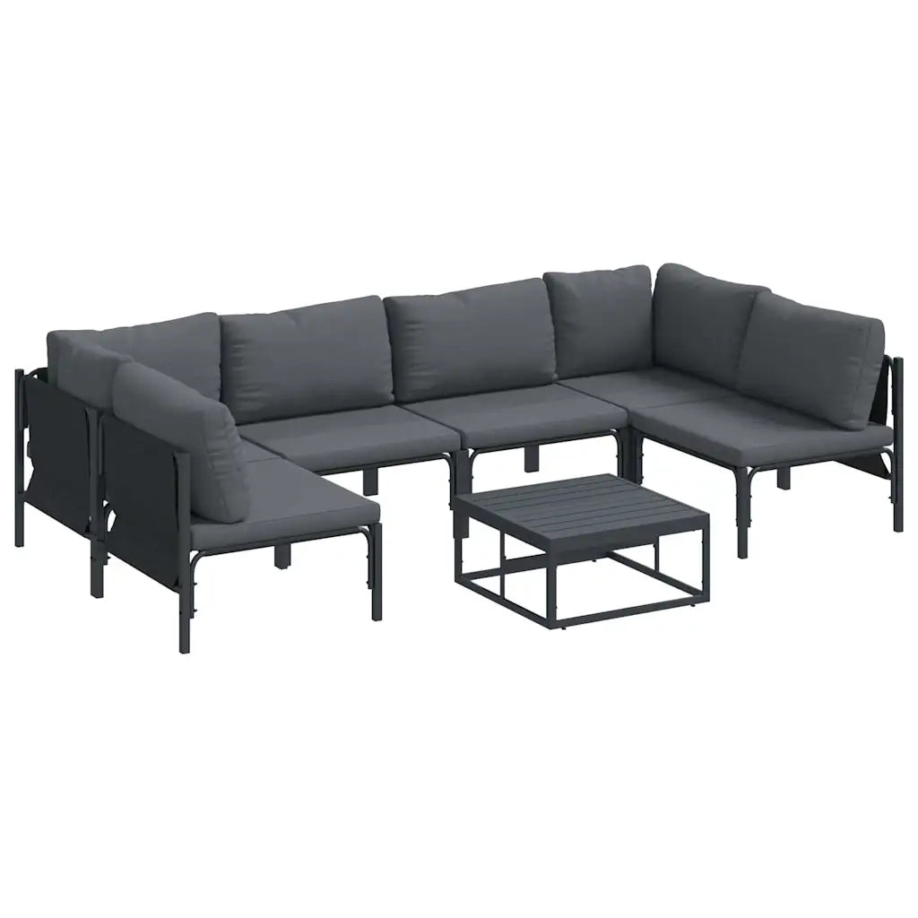 Set Divano da Giardino con cuscino 7 pcs Nero Acciaio