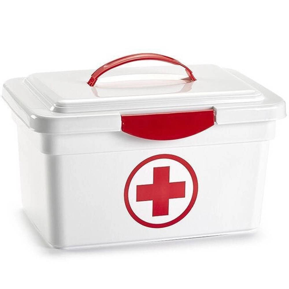 Trade Shop - Cassetta Con Manico Pronto Soccorso Sanitaria Contenitore Medicinali 35x23x48cm -