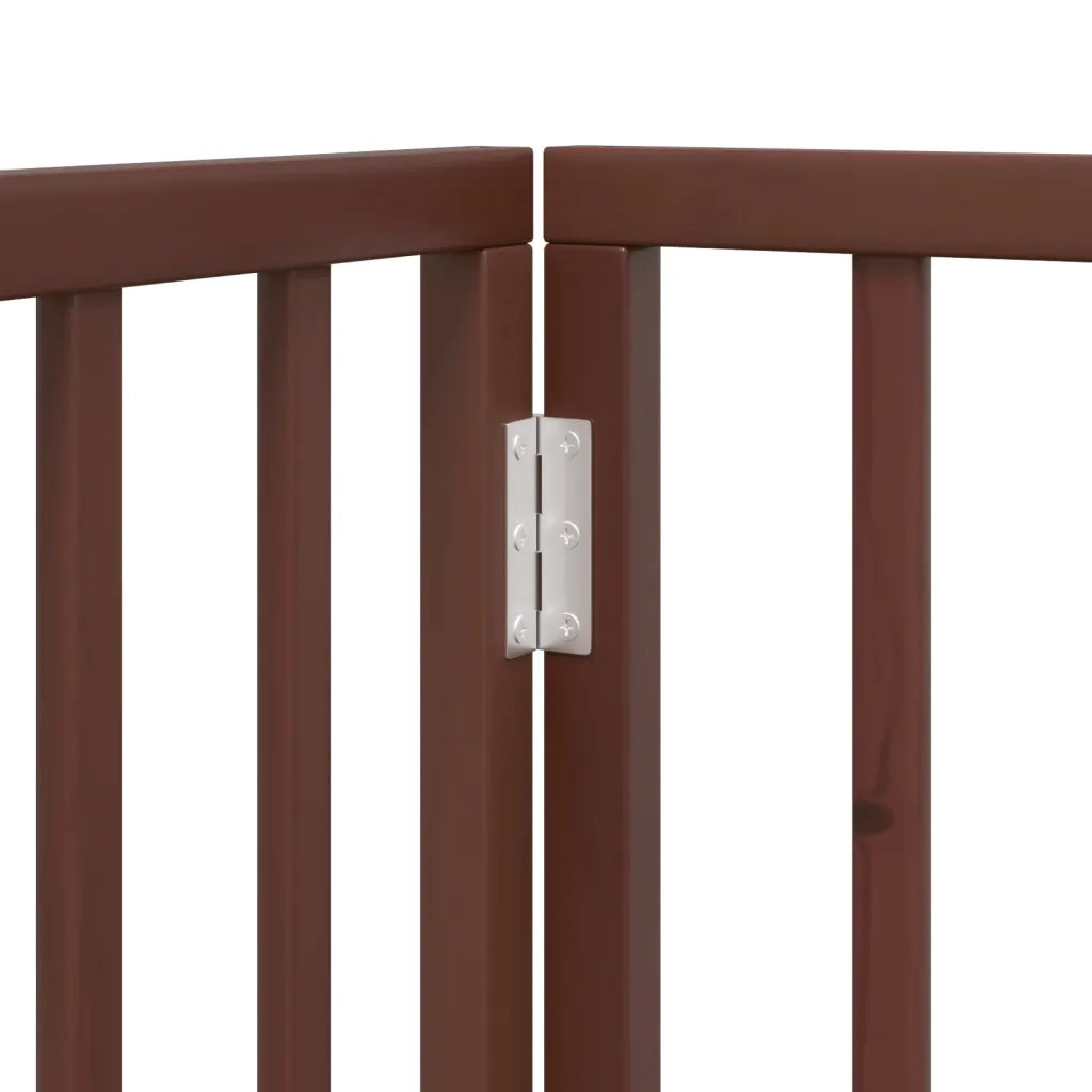Cancello Cani Pieghevole 3 Pannelli Marrone 150cm Legno Pioppo 352196