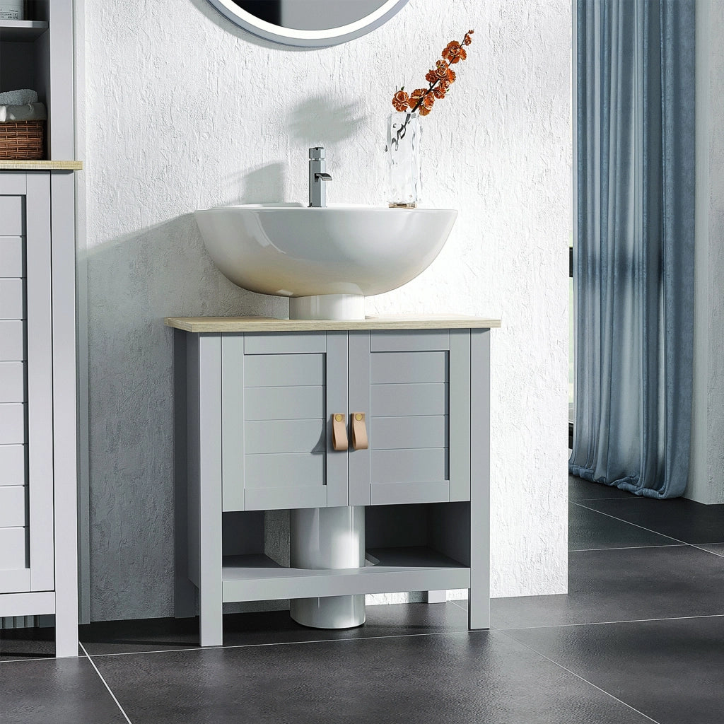 Mobiletto Sottolavabo con 2 Ante e Ripiano Regolabile ¨C Minimal ¨C Grigio 60x30x60 cm
