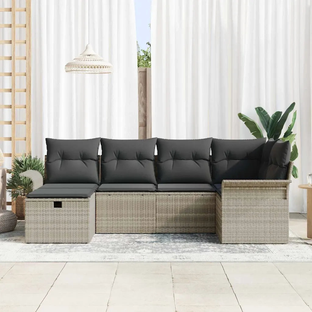 Set Divano da Giardino con cuscino 6 pcs Poly Rattan