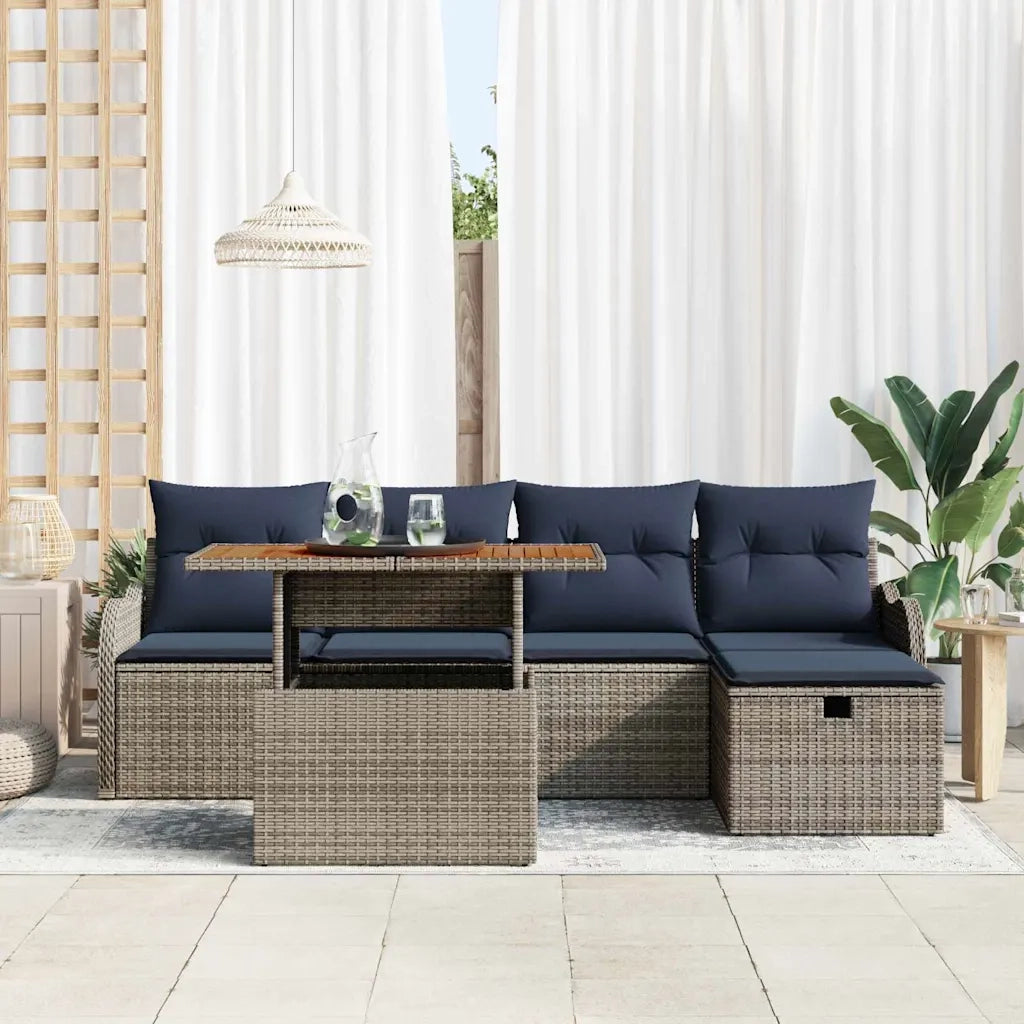 Set Divano da Giardino 6 pz Grigio polyrattan 3359937
