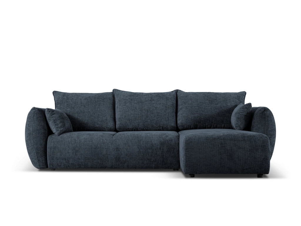 Cosmopolitan Design - Divano convertibile angolare destro con contenitore "Matera" 4 posti in ciniglia blu reale 