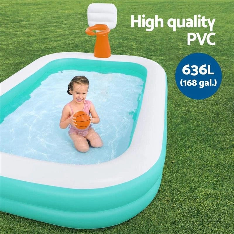 BESTWAY PISCINA BASKETBALL CON PALLA E 1 TOPPA DI RIPARAZIONE PER BAMBINI DAI 3 ANNI + 251X168X102 CM