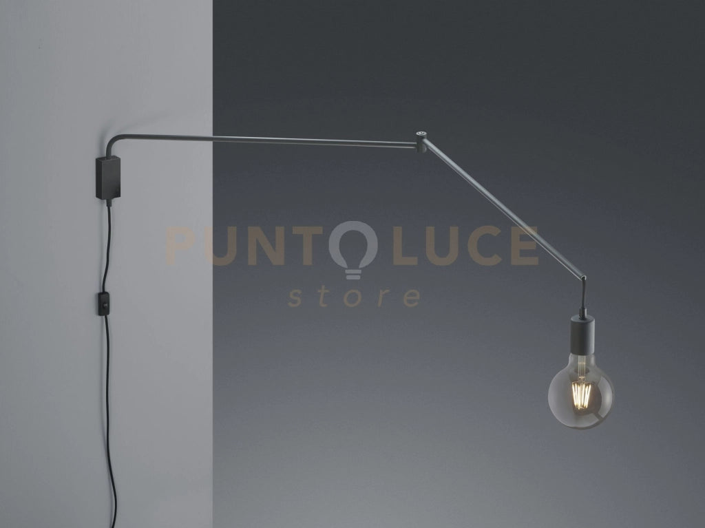 LINE APPLIQUE DECORATIVA CON PORTALAMPADA NERA ORIENTABILE E SNODABILE LUNGHEZZA MASSIMA 150CM 1 LUCE ATTACCO E27 NON INCLUSA