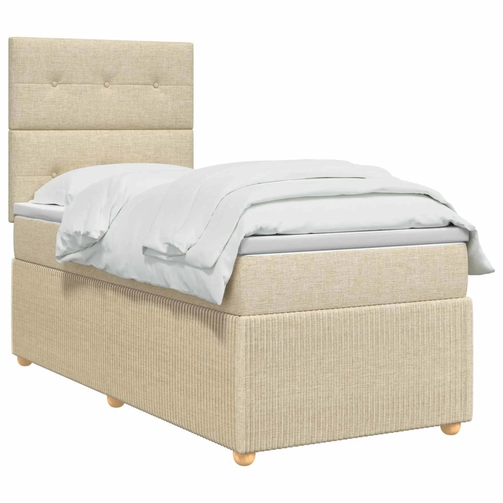 Letto box spring con materasso Crema 80 x 200 cm Tessuto 3454268