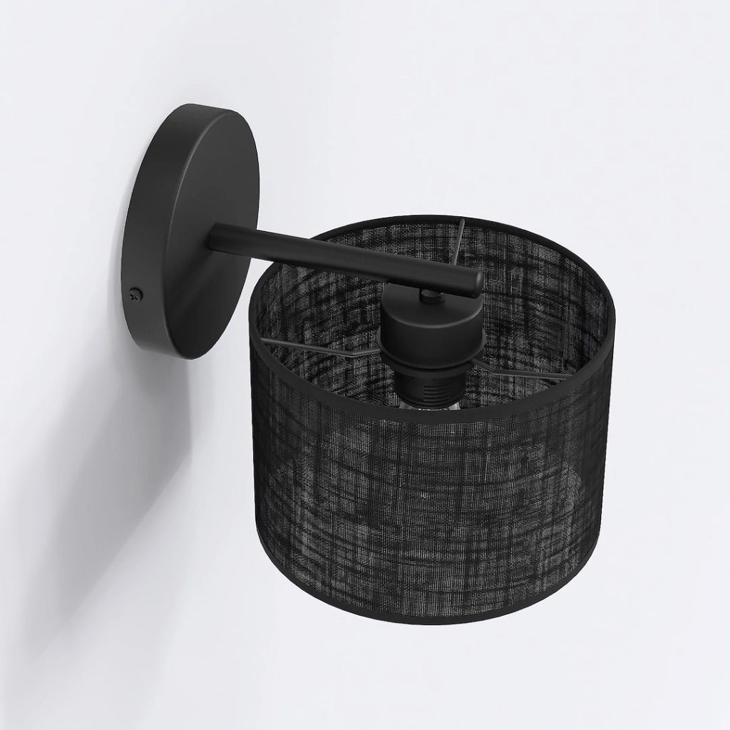 Applique da parete nera cilindrica 1xE27 Emibig ECO