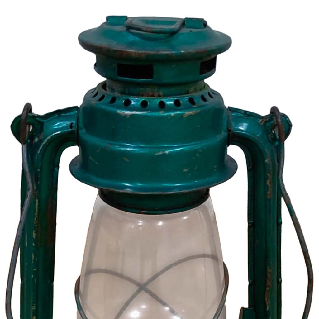 Lanterna artigianale in metallo blu 18x18x32