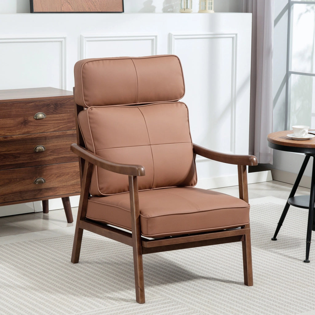Poltrona ¨C Zephmum ¨C Marrone e Legno Noce