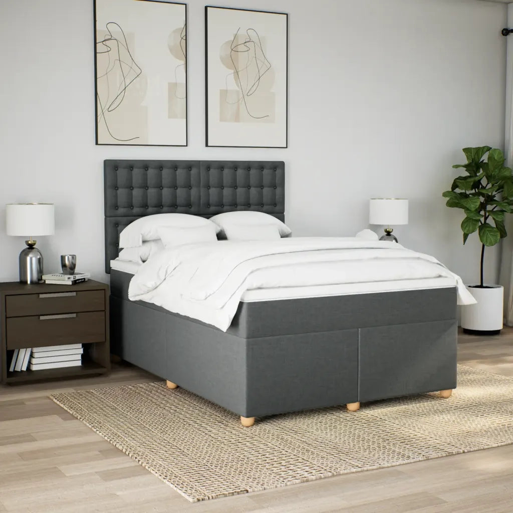 Giroletto a Molle con Materasso Grigio Scuro 160x200 cm Tessuto 3291346