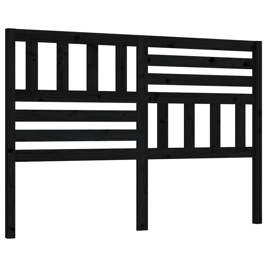 Testiera per Letto Nera 126x4x100 cm in Legno Massello di Pino 814138
