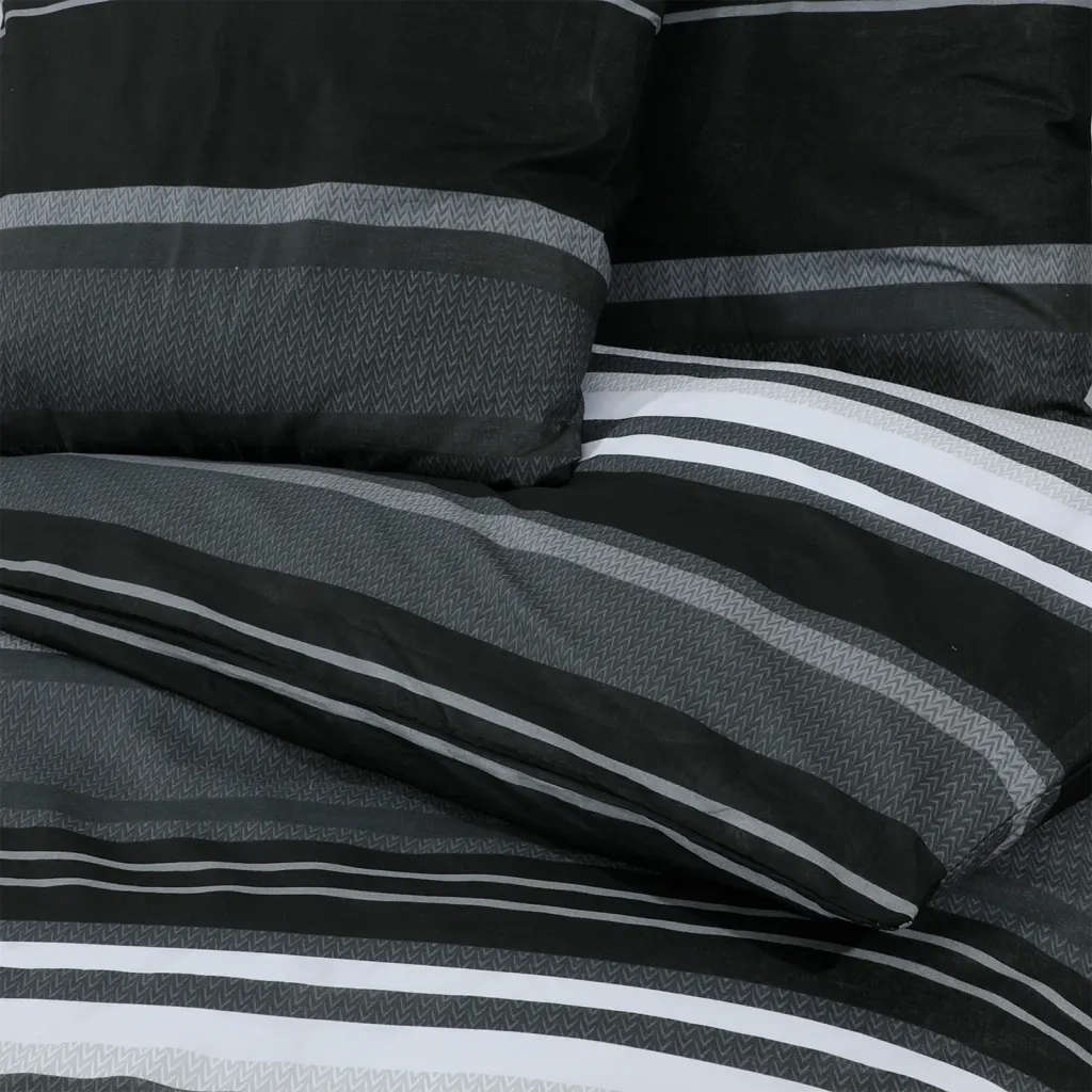 Set Copripiumino Nero e Bianco 260x220 cm in Cotone 136506