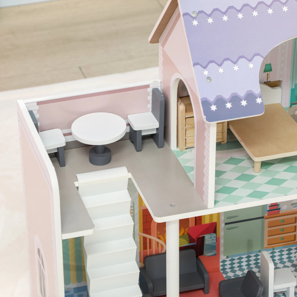 Casetta per Bambini con Balcone 2 Piani e Mobili ¨C Minimal ¨C Multicolore