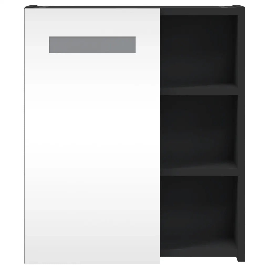 Armadietto Bagno con Specchio e LED-Mobile bagno con specchio Nero 45x13x52 cm