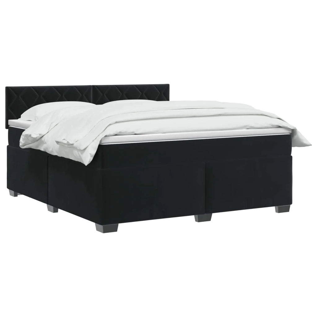 Letto con Box Spring, Materasso e LED Nero 140 x 200 cm Velluto 3452200