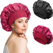 Sdraio per capelli in settepe di seta per donne e ragazze - 2 pezzi (nero e rosso)