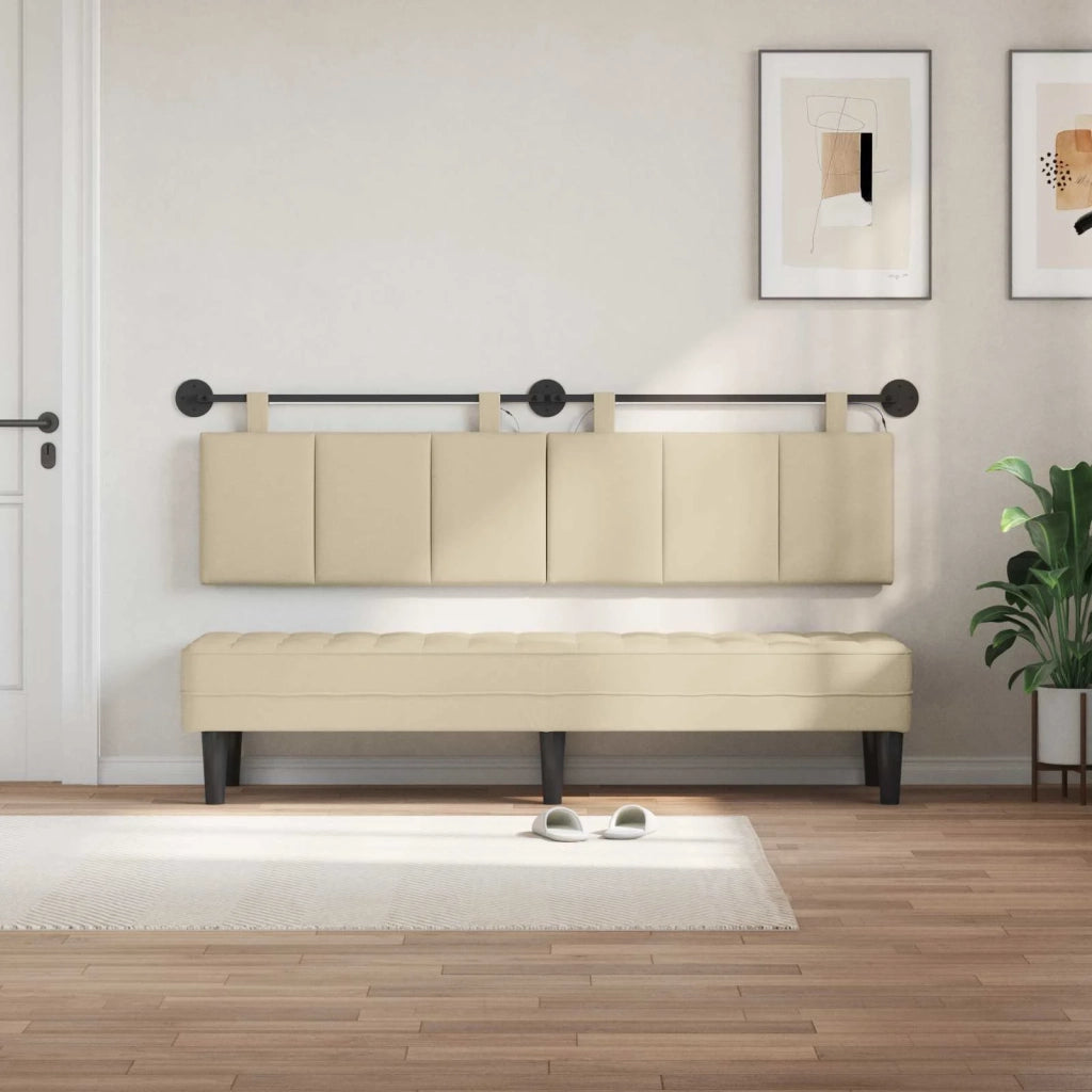 Testiera sospesa Con luce LED Crema Tessuto 3424809