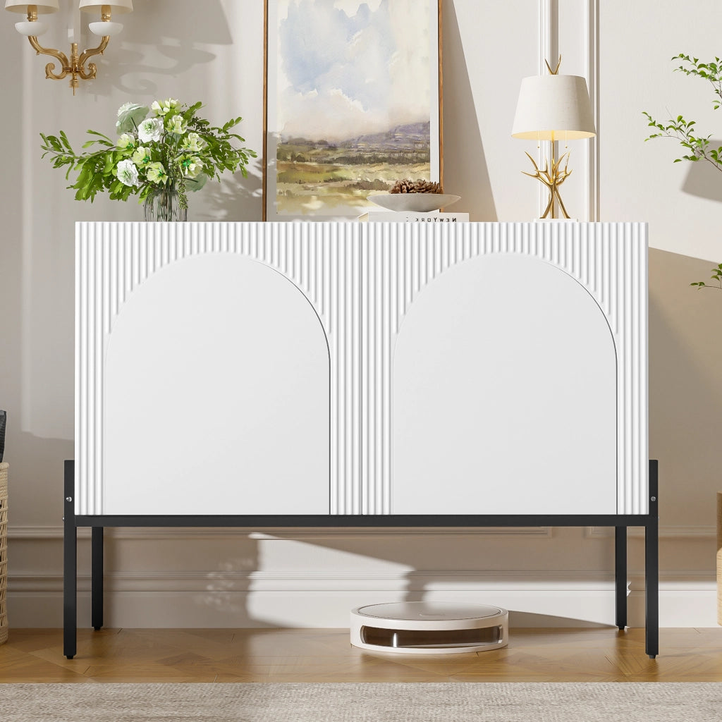 SIDEBOARD a 2 ante 100x40x75 cm in pannello di legno bianco