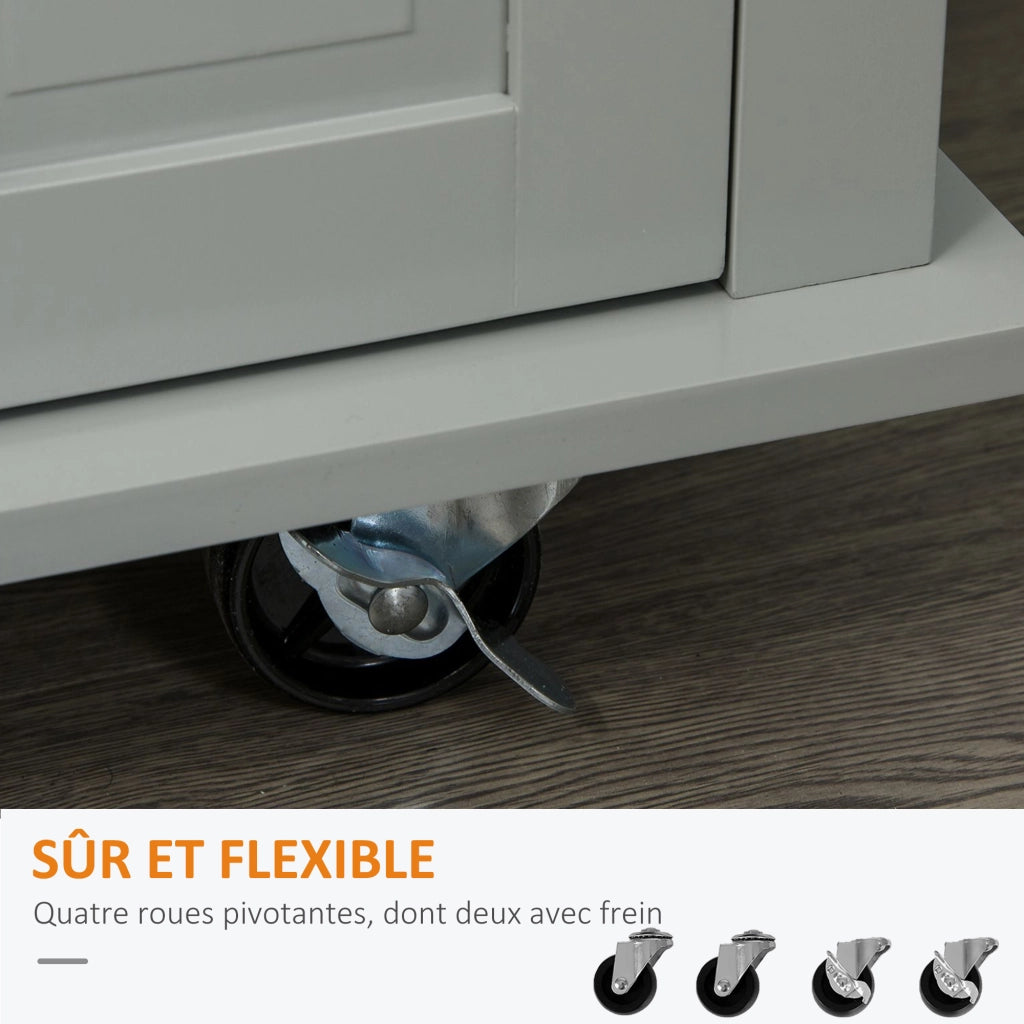 Carrello da cucina con cassetti e ripiani ¨C Xylo ¨C grigio MDF e legno h¨¦v¨¦a