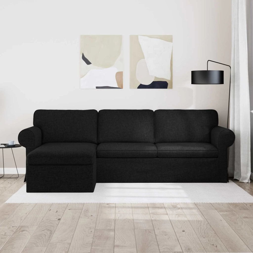 Divano Nero 215 x 138 x 80 cm Tessuto
