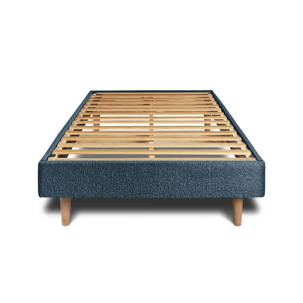 Letto 90x190 cm con testata imbottita - tessuto bouclé