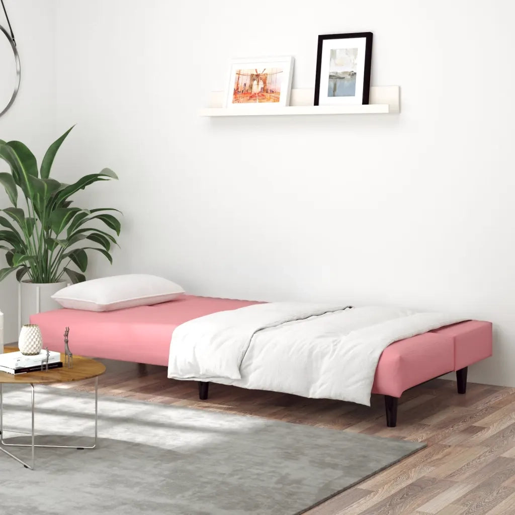 Divano Letto a 2 Posti Rosa in Velluto 375930