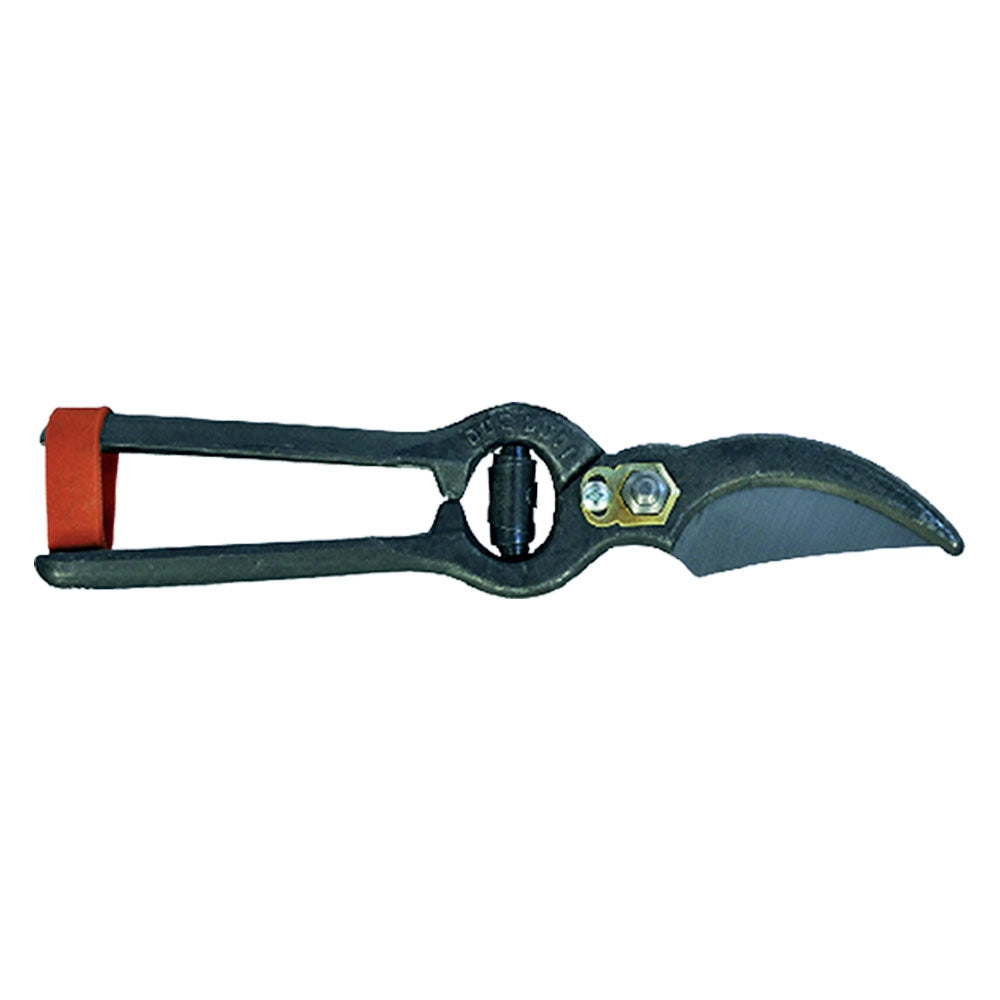 Forbici da vigna 18 cm, brunite, cuoio
