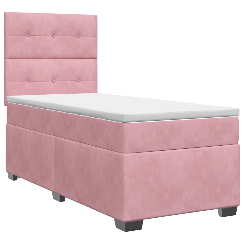Letto box spring con materasso Rosa 90 x 200 cm Velluto 3453571