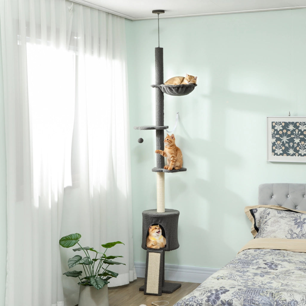 Albero gatto con amaca e cesta ¨C Minimal ¨C Grigio