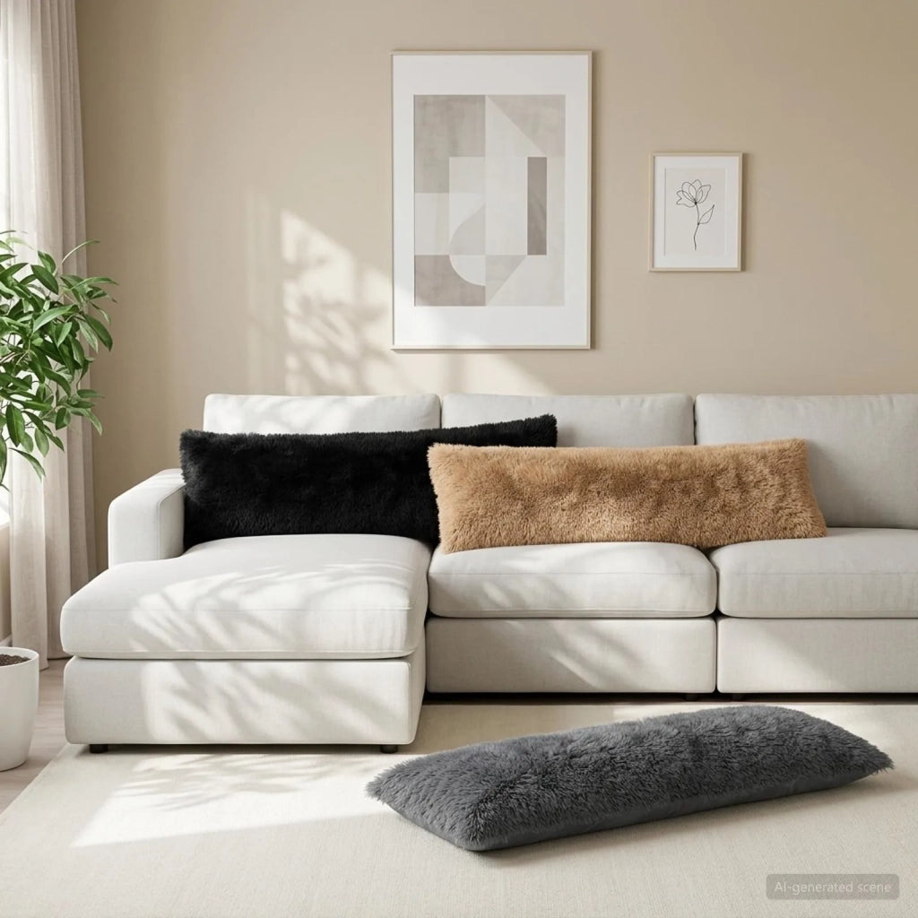 Cuscino con cuscino HEERLEN 2 pz Nero Fleece PV 926302