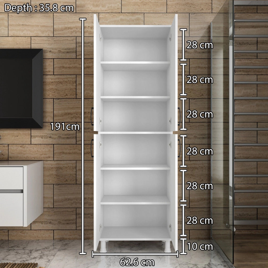 Medesano, Armadio Multiuso Grande 6 Ripiani, 63x191h cm Bianco