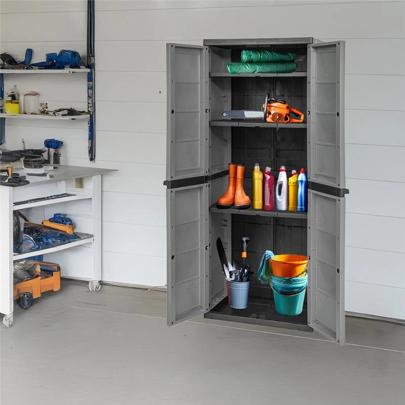 ARMADIO BASIC LINE CON 3 RIPIANI REGOLABILI PER INTERNO E ESTERNO - DARK GREY DIMENSIONE 65X37X165H CM