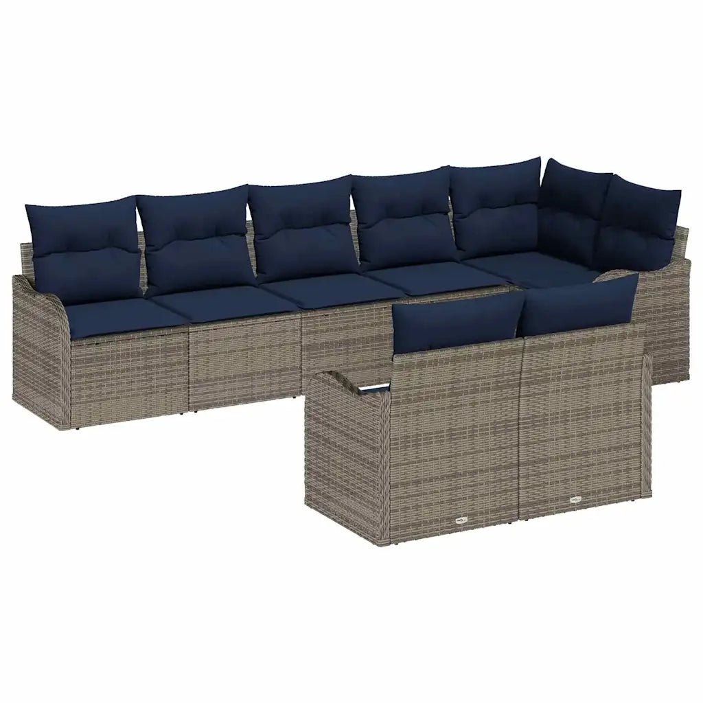Set Divano da Giardino 8 pz Grigio polyrattan 3345755