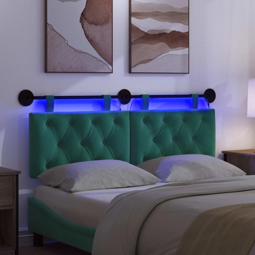 Testiera sospesa Con luce LED Turchese Velluto 3424648