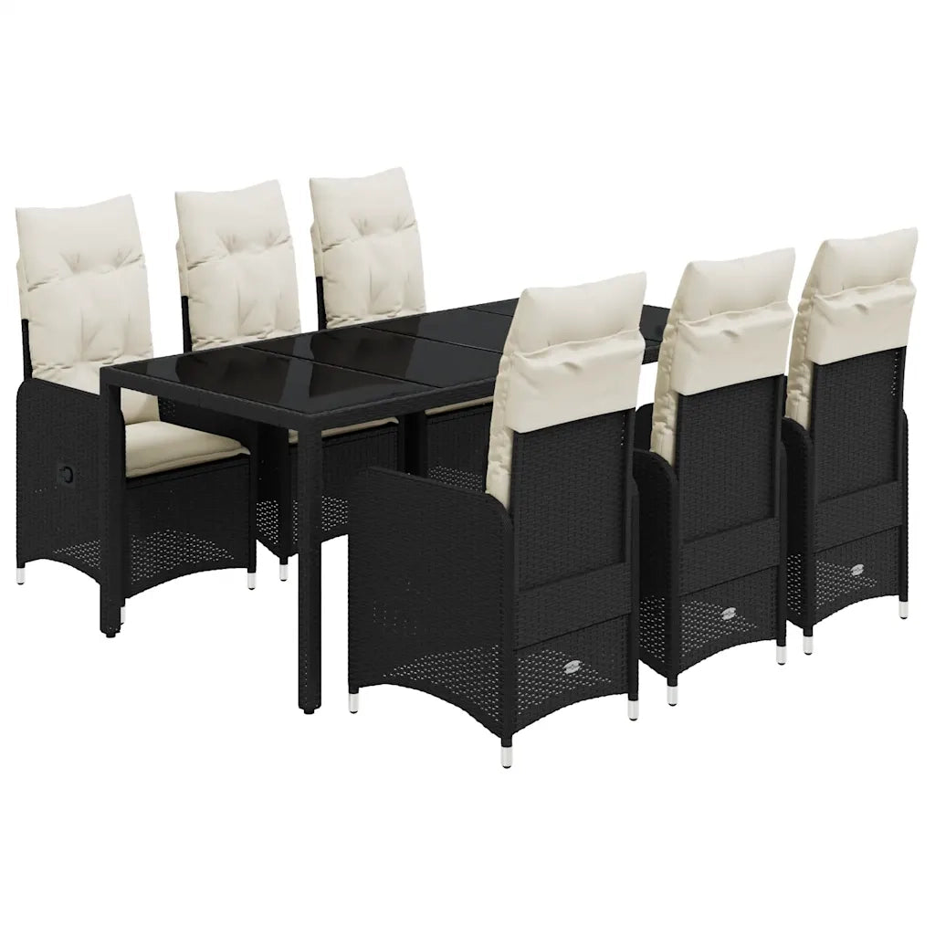 Set da Bistrò da Giardino 7 pz con Cuscini Nero in Polyrattan 3276993