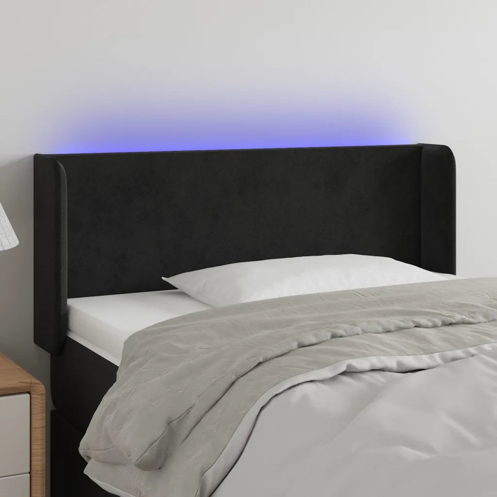 Testiera a LED-Testata con LED Nera 93x16x78/88 cm in Velluto 295407