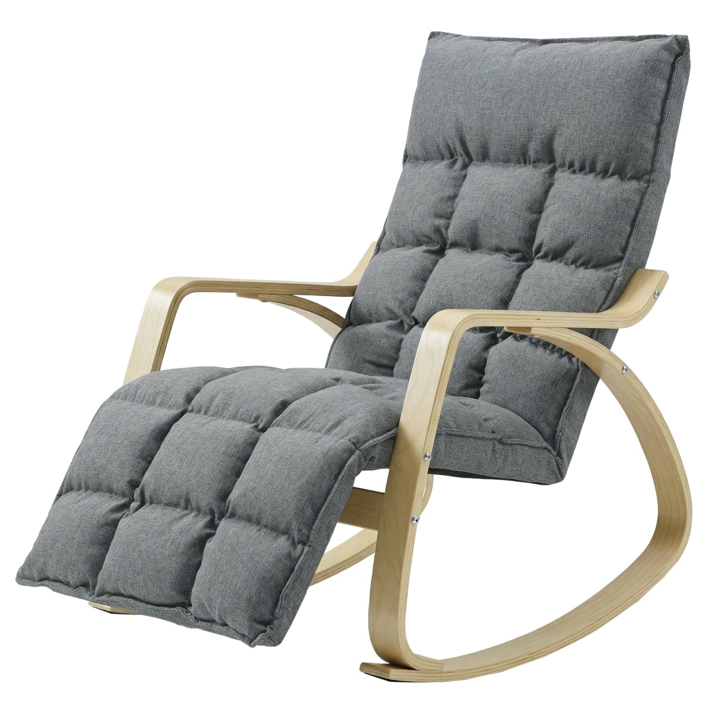 Poltrona a Dondolo Reclinabile con Poggiapiedi Regolabile ¨C Minimal ¨C Grigio