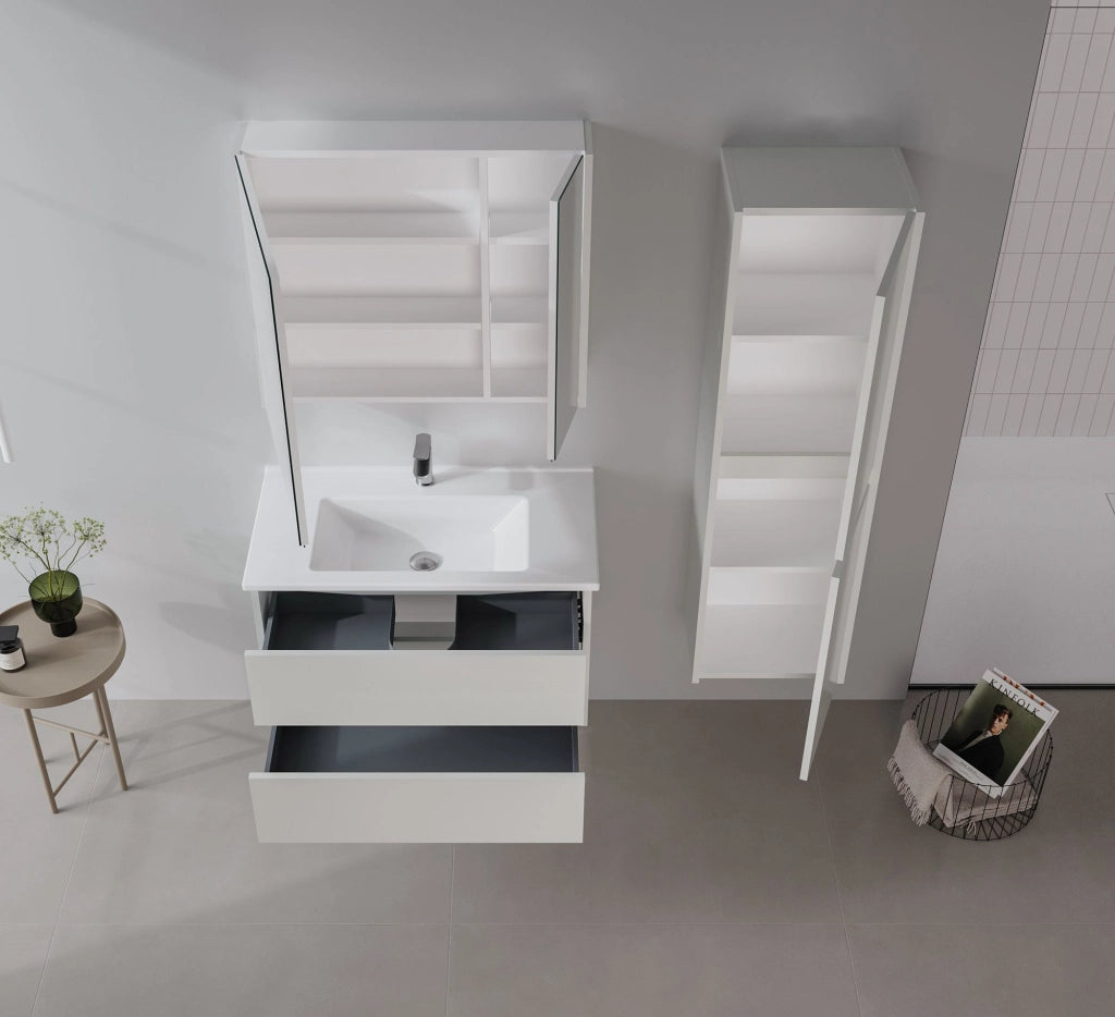 Mobile da bagno con specchio "Arno 80" - 79 x 16 x 66 cm - Cashmere