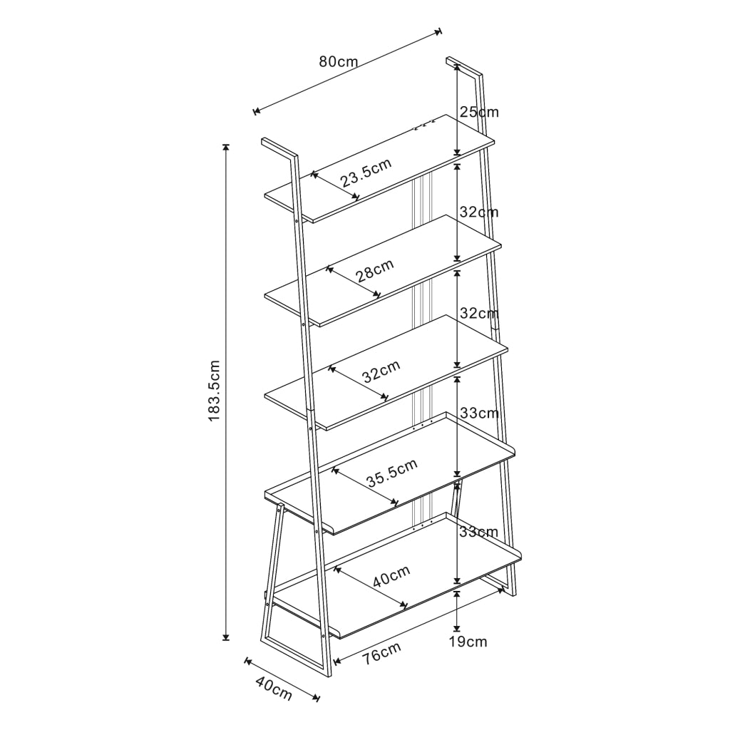 Set Storfjord Composto di Mobile TV e Scaffale a Scala - Nero [en.casa]