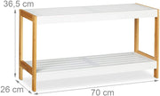 Scarpiera con vani portaoggetti 2 ripiani bambù e MDF bianco 70 cm 13_0001024