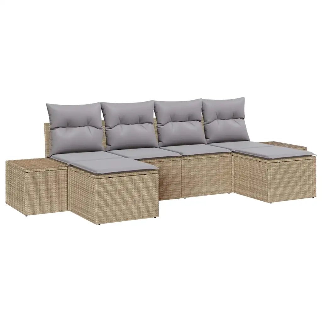Set Divano da Giardino con cuscino 6 pcs Beige polyrattan 3347170