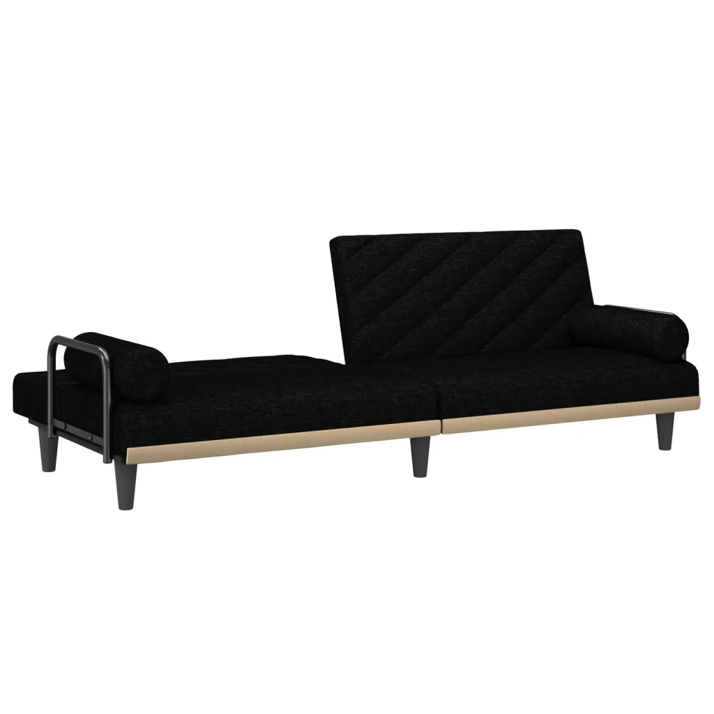 Divano Letto con Braccioli Nero in Tessuto 351933