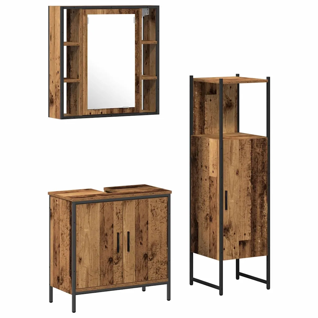Set di mobili per il bagno 3 pcs Marrone Legno multistrato 3332559
