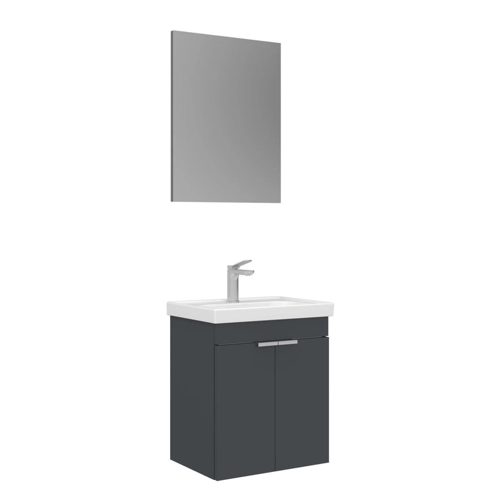 Set mobile lavabo con specchio (2 pezzi) "Desna 50" - 50 x 38 x 58 cm - Antracite opaco