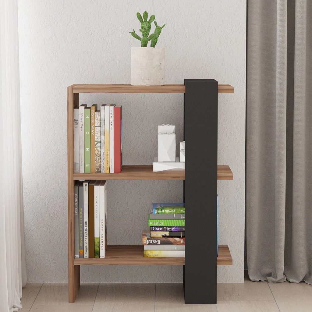 Biblioteca Netro, Libreria 3 Ripiani, 52x25x70h cm Marrone Noce