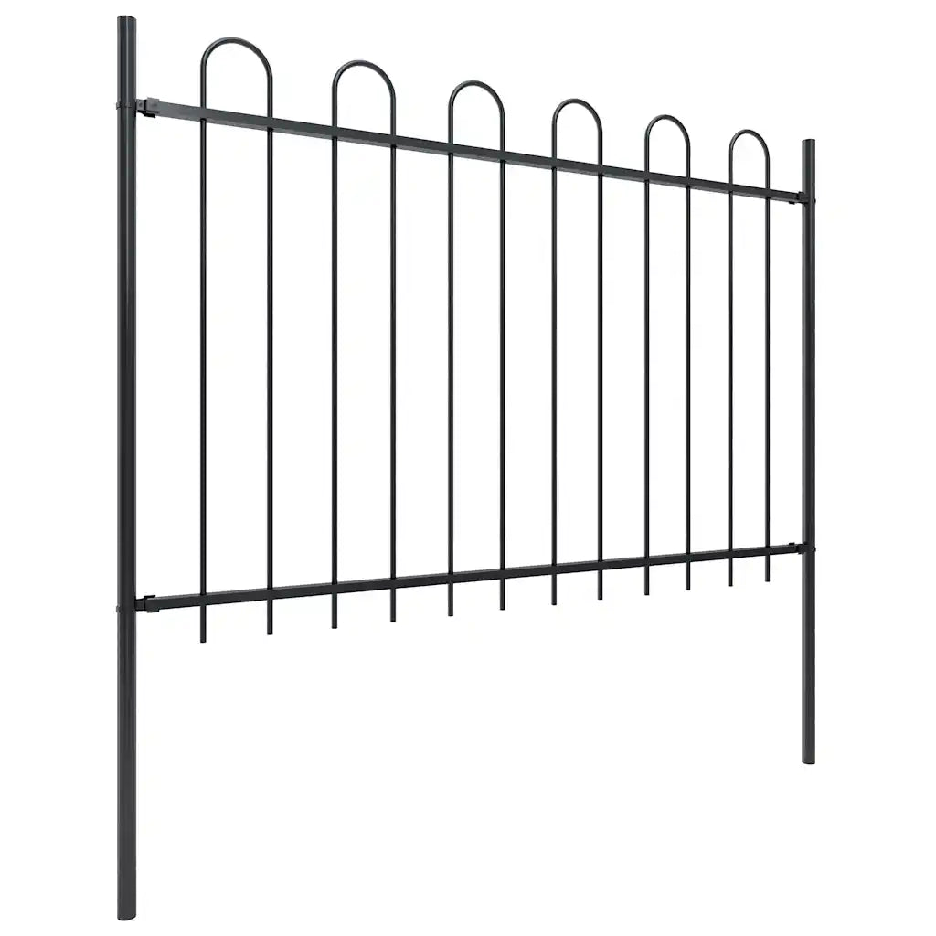 Recinzione da Giardino BOXTEL con Parte Superiore ad Anello in Acciaio 170x120 cm Nero 144931