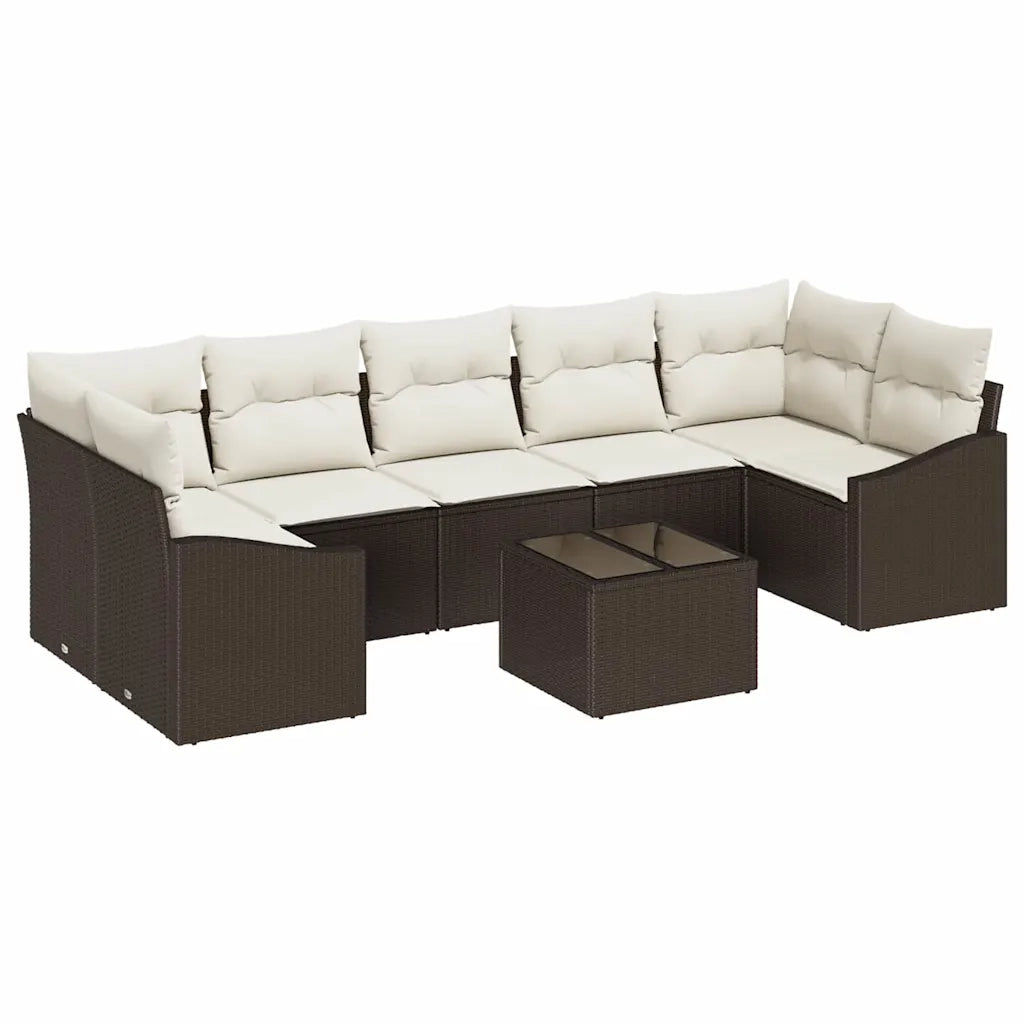 Set di divani con cuscino 8 pcs Marrone e Crema polyrattan 3355307