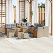 Set Divano da Giardino con cuscino 13 pcs Beige e Grigio Chiaro