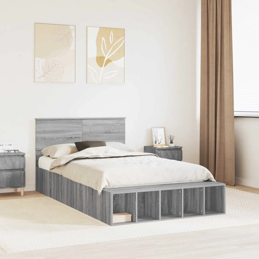 Struttura del letto con lo scaffale Grigio Sonoma 120 x 200 cm 3408394