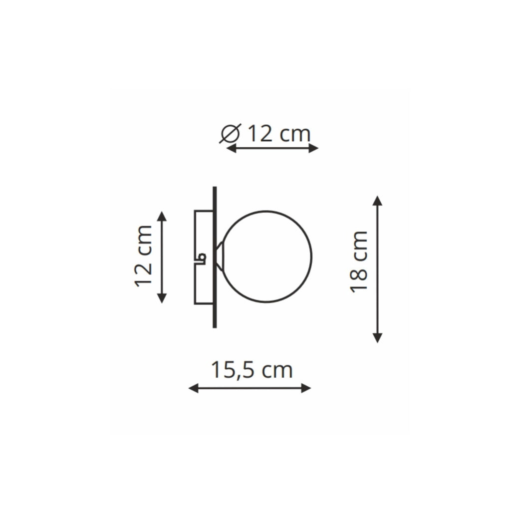 Applique Roma nera vetro bianco 1xG9 Light Prestige